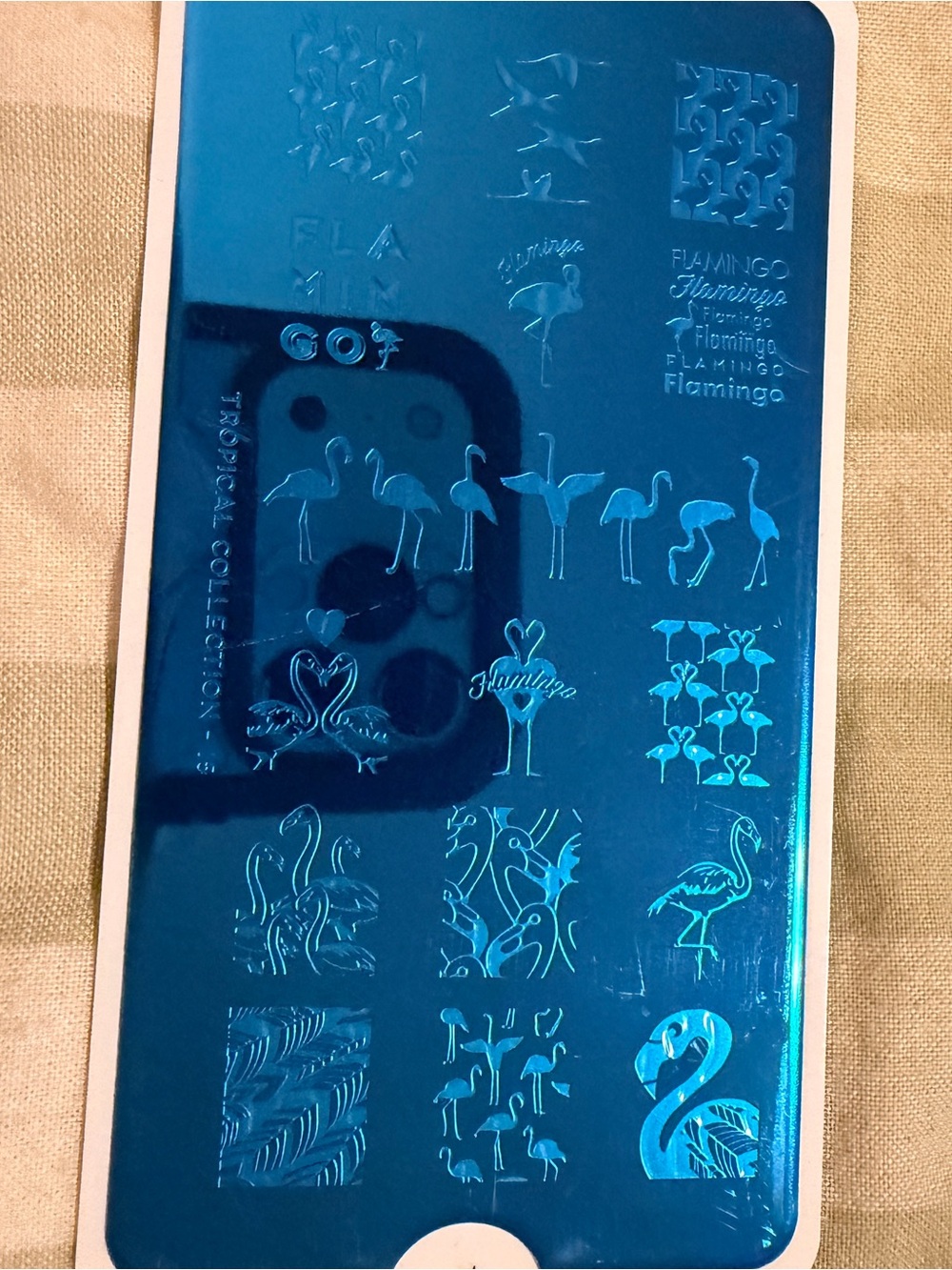 Blue Phone Case with Flamingo Nail Art Plate - Unknown Brand